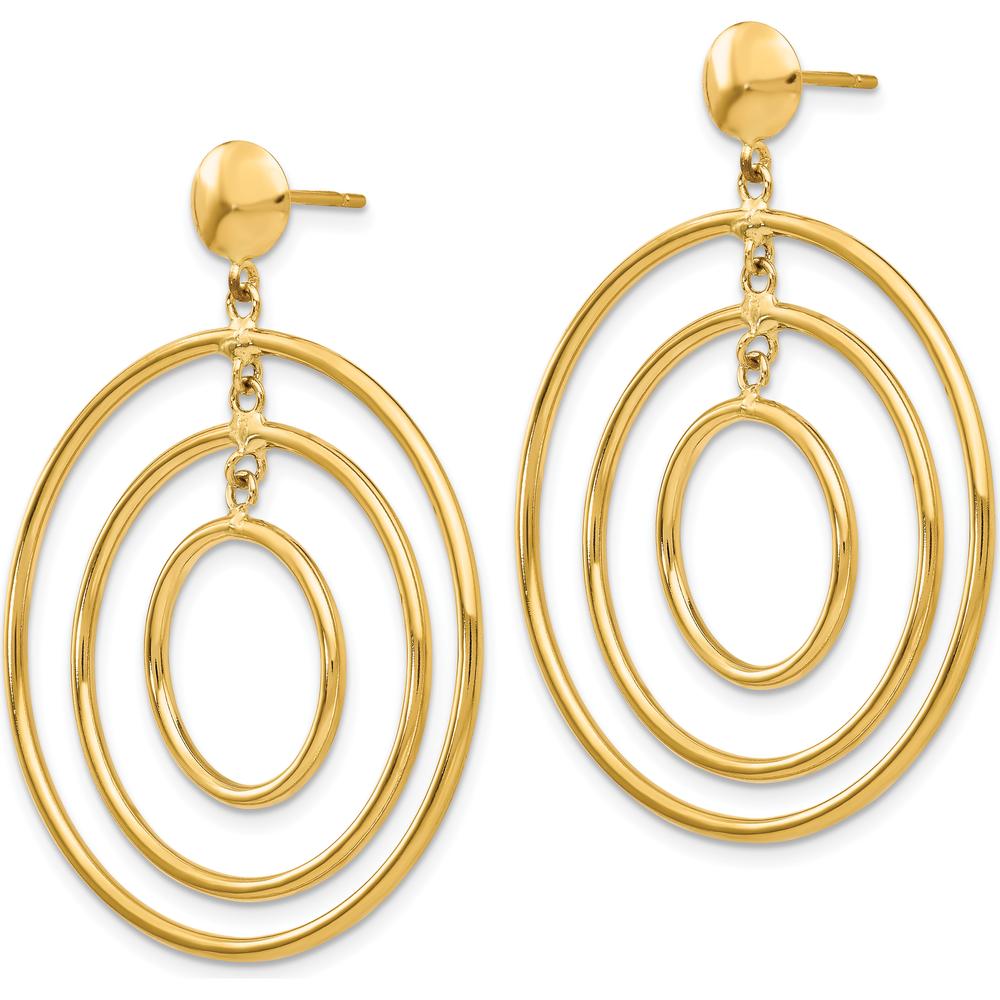 14K Yellow Gold Fancy Circle Dangle Earrings - 45mm Drop Design by 0