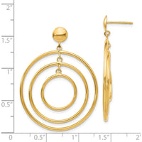 14K Yellow Gold Fancy Circle Dangle Earrings - 45mm Drop Design by 0