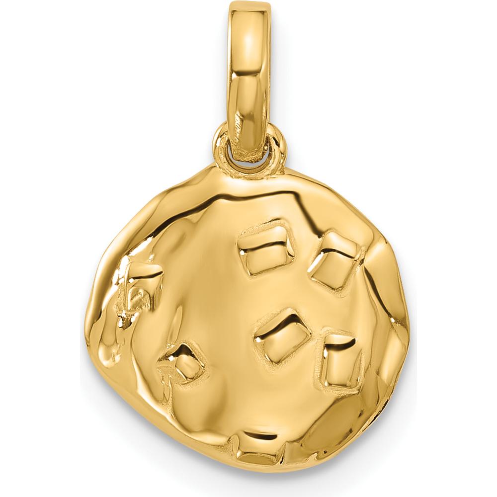 14K Yellow Gold Fancy Cookie Charm - Playful Themed Pendant for Unisex Wear by Oro Pregiato