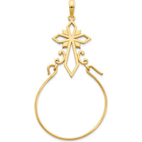 14K Yellow Gold Fancy Cross Charm Holder Pendant - 24mm Length by Oro Pregiato