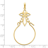 14K Yellow Gold Fancy Cross Charm Holder Pendant - 24mm Length by Oro Pregiato