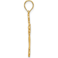 14K Yellow Gold Fancy Cross Pendant with Polished Finish and Textured Detailing by Oro Pregiato