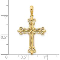 14K Yellow Gold Fancy Cross Pendant with Polished Finish and Textured Detailing by Oro Pregiato