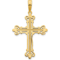 14K Yellow Gold Fancy Cross Pendant with Polished Finish and Textured Detailing by Oro Pregiato