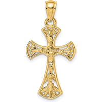 14K Yellow Gold Fancy Crucifix Charm Pendant - 31.35mm Length by Oro Pregiato