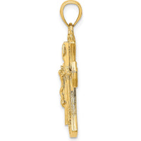 14K Yellow Gold Fancy Crucifix Charm Pendant - 31.35mm Length by Oro Pregiato