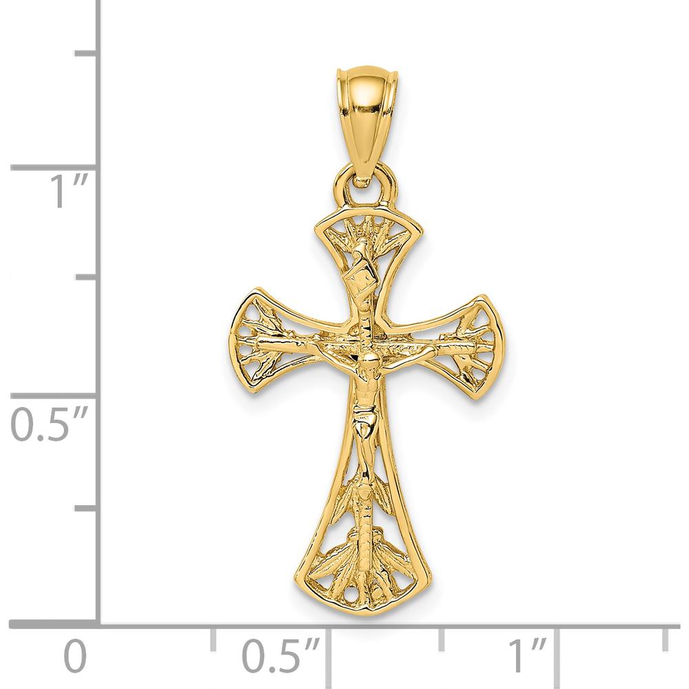 14K Yellow Gold Fancy Crucifix Charm Pendant - 31.35mm Length by Oro Pregiato