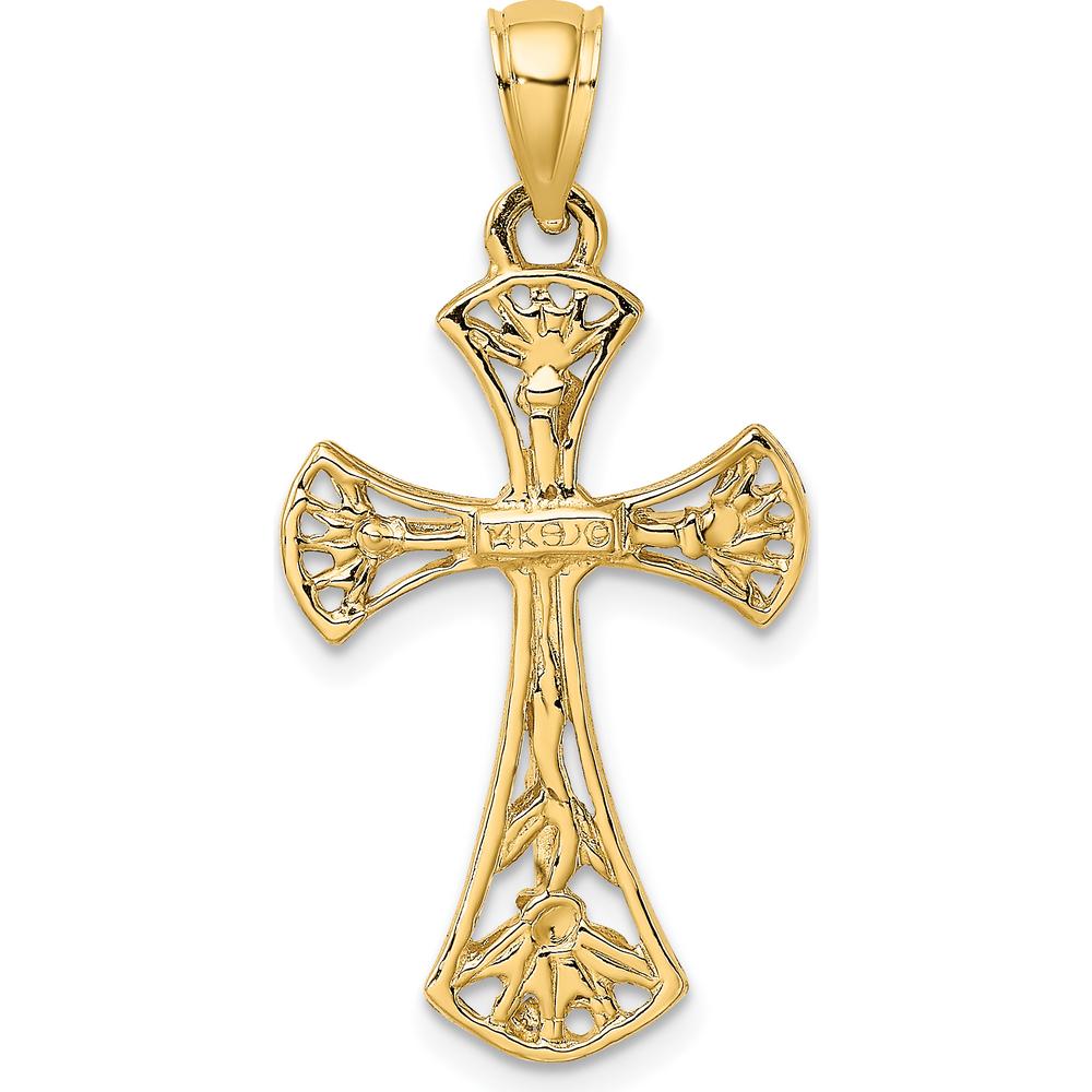 14K Yellow Gold Fancy Crucifix Charm Pendant - 31.35mm Length by Oro Pregiato