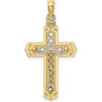14K Yellow Gold Fancy Crucifix Charm with Polished Finish - 32.8mm Length by Oro Pregiato