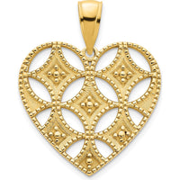 14K Yellow Gold Fancy Cut-out Heart Pendant with Polished Finish - 18.94mm by Oro Pregiato