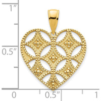 14K Yellow Gold Fancy Cut-out Heart Pendant with Polished Finish - 18.94mm by Oro Pregiato