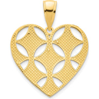 14K Yellow Gold Fancy Cut-out Heart Pendant with Polished Finish - 18.94mm by Oro Pregiato