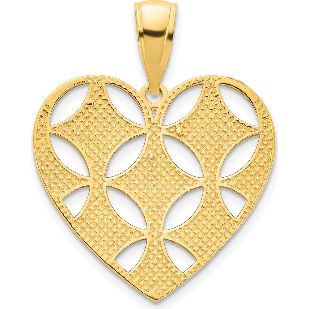 14K Yellow Gold Fancy Cut-out Heart Pendant with Polished Finish - 18.94mm by Oro Pregiato