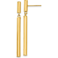 14K Yellow Gold Fancy Dangle Round Tube Earrings - 46mm Length by Oro Pregiato
