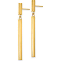14K Yellow Gold Fancy Dangle Round Tube Earrings - 46mm Length by Oro Pregiato