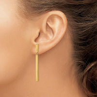 14K Yellow Gold Fancy Dangle Round Tube Earrings - 46mm Length by Oro Pregiato