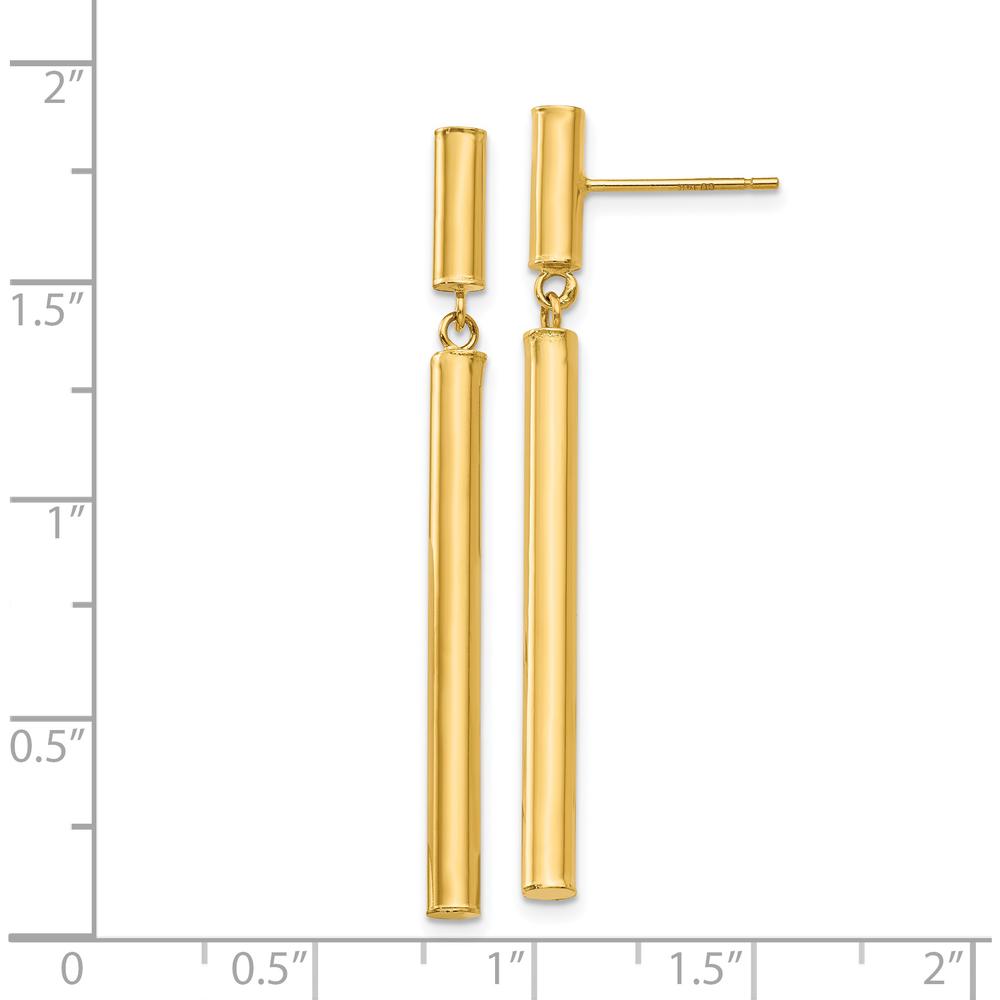 14K Yellow Gold Fancy Dangle Round Tube Earrings - 46mm Length by Oro Pregiato