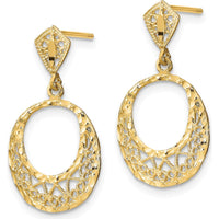 14K Yellow Gold Fancy Diamond-Cut Post Dangle Earrings - Polished Finish by 0