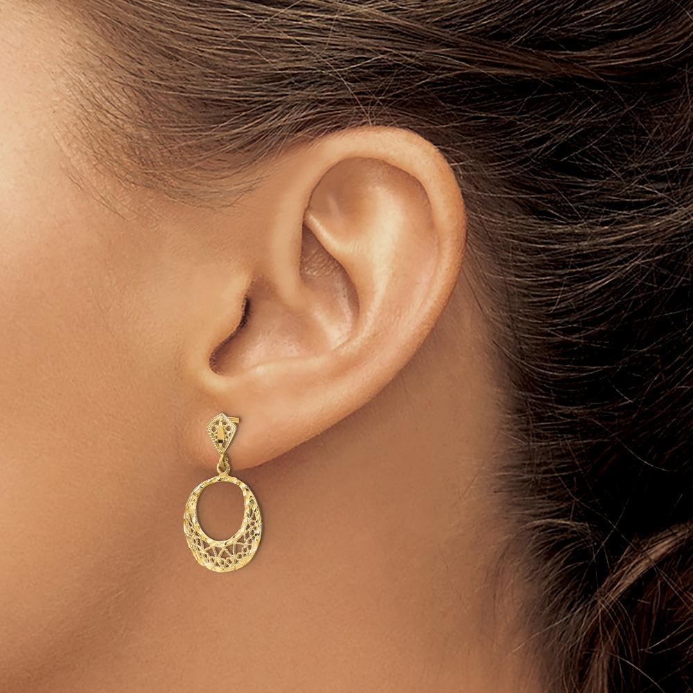 14K Yellow Gold Fancy Diamond-Cut Post Dangle Earrings - Polished Finish by 0