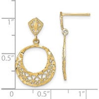14K Yellow Gold Fancy Diamond-Cut Post Dangle Earrings - Polished Finish by 0