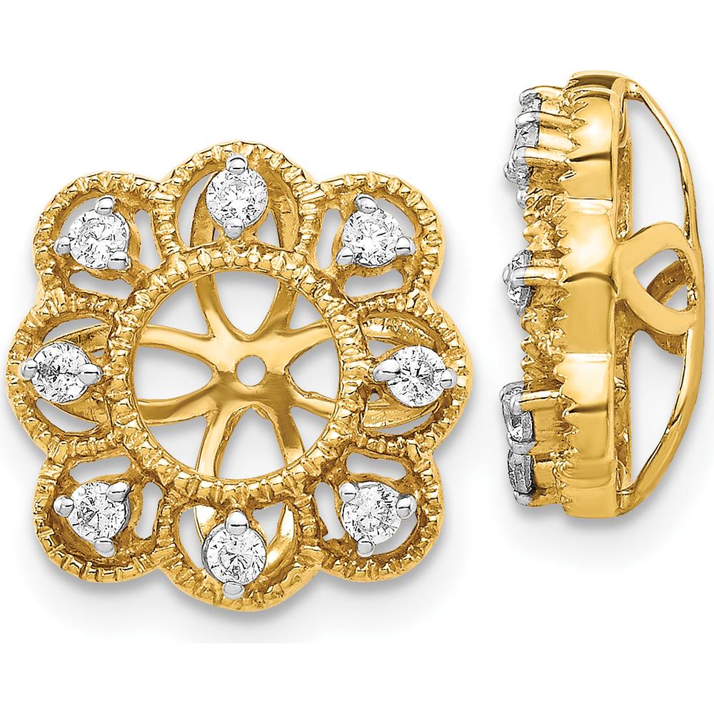 14K Yellow Gold Fancy Diamond Earring Jackets with 16 Round-Cut Diamonds - 0.24 Carats Total Diamond Weight by Monteluci Fine Jewelry