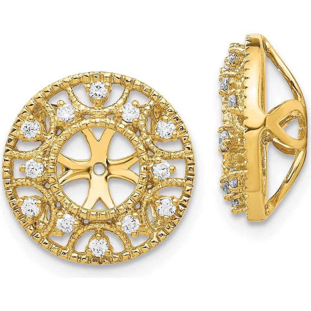 14K Yellow Gold Fancy Diamond Earring Jackets with Cluster Set Round Diamonds - 0.01 Carats Total Diamond Weight by Monteluci Fine Jewelry