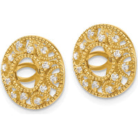 14K Yellow Gold Fancy Diamond Earring Jackets with Cluster Set Round Diamonds - 0.01 Carats Total Diamond Weight by Monteluci Fine Jewelry