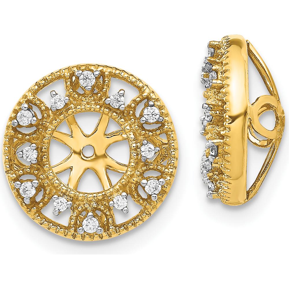 14K Yellow Gold Fancy Diamond Earring Jackets with Cluster Set Round Diamonds - 0.016 Carats Total Diamond Weight by Monteluci Fine Jewelry