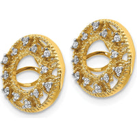 14K Yellow Gold Fancy Diamond Earring Jackets with Cluster Set Round Diamonds - 0.016 Carats Total Diamond Weight by Monteluci Fine Jewelry