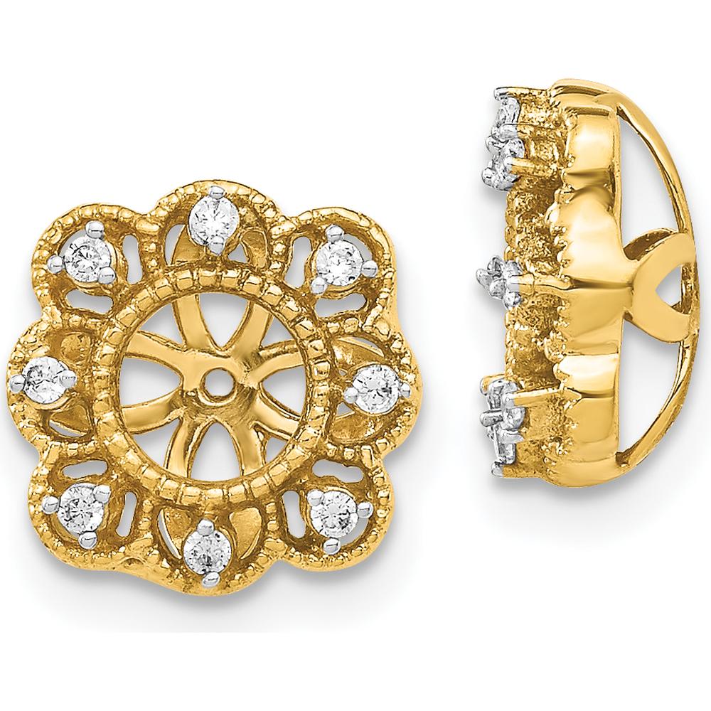 14K Yellow Gold Fancy Diamond Earring Jackets with Round-Cut Diamonds - 0.096 Carats Total Diamond Weight by Monteluci Fine Jewelry