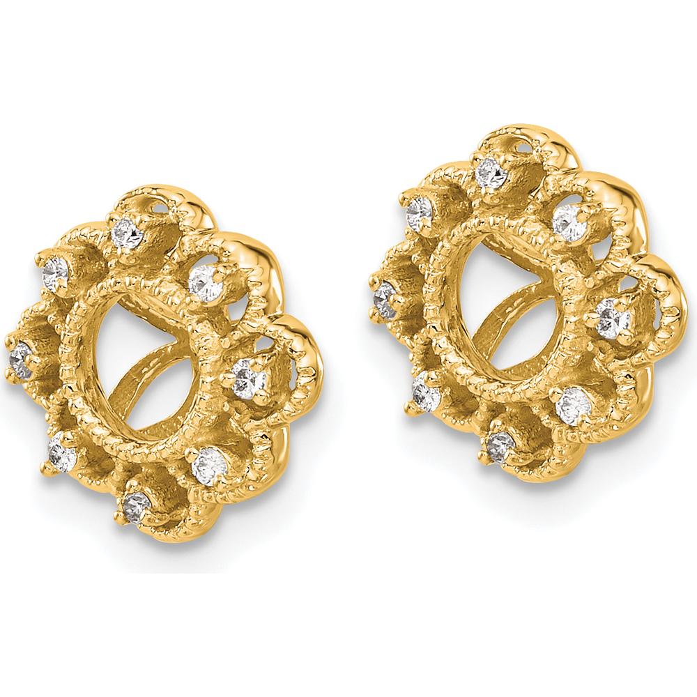 14K Yellow Gold Fancy Diamond Earring Jackets with Round-Cut Diamonds - 0.096 Carats Total Diamond Weight by Monteluci Fine Jewelry