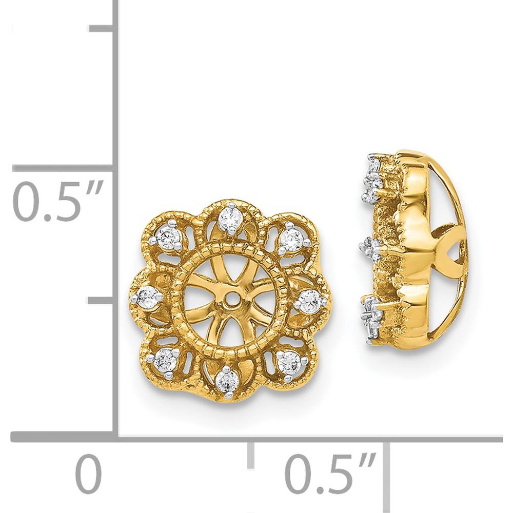14K Yellow Gold Fancy Diamond Earring Jackets with Round-Cut Diamonds - 0.096 Carats Total Diamond Weight by Monteluci Fine Jewelry