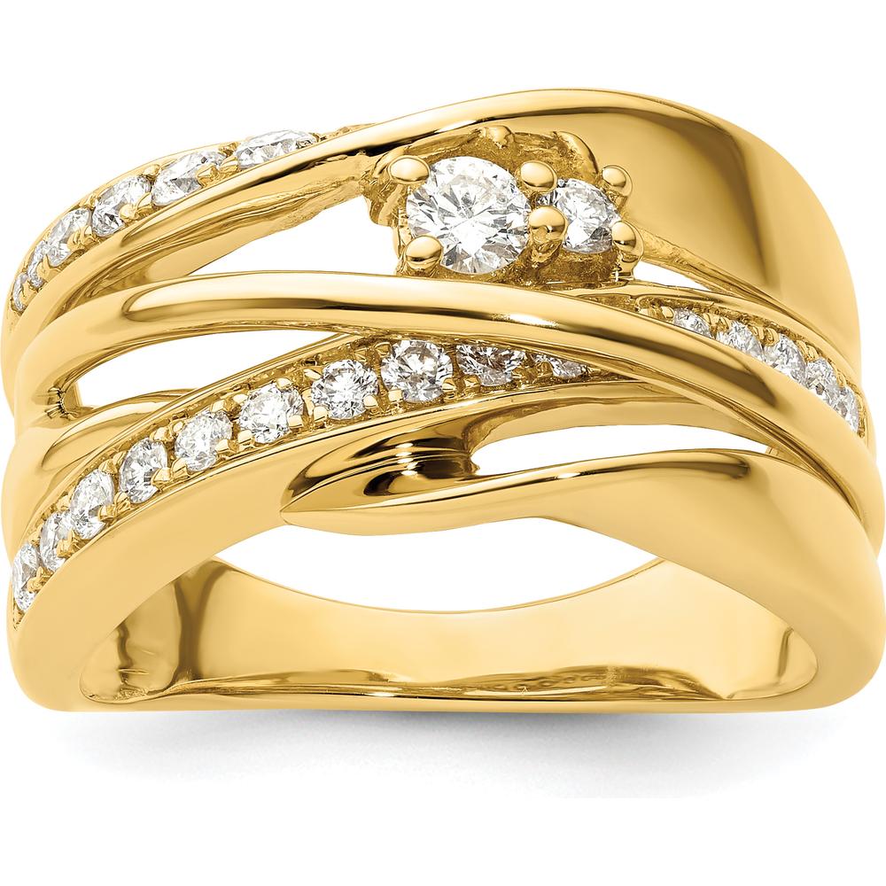 14K Yellow Gold Fancy Diamond Ring with Round Diamonds - 0.365 Carat Total Diamond Weight by 0