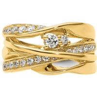 14K Yellow Gold Fancy Diamond Ring with Round Diamonds - 0.365 Carat Total Diamond Weight by 0