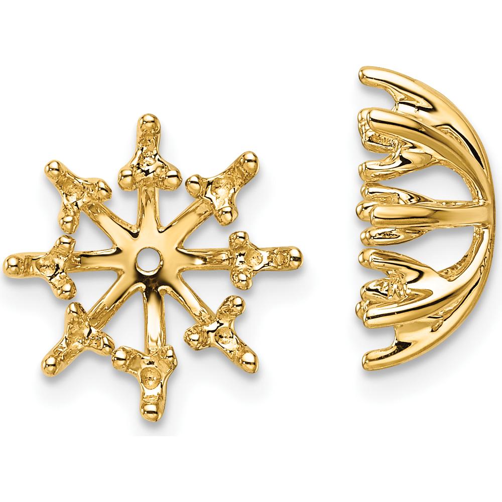 14K Yellow Gold Fancy Earring Jacket Mountings for Round Stones - 0.04 Carats Total Diamond Weight by Monteluci Fine Jewelry