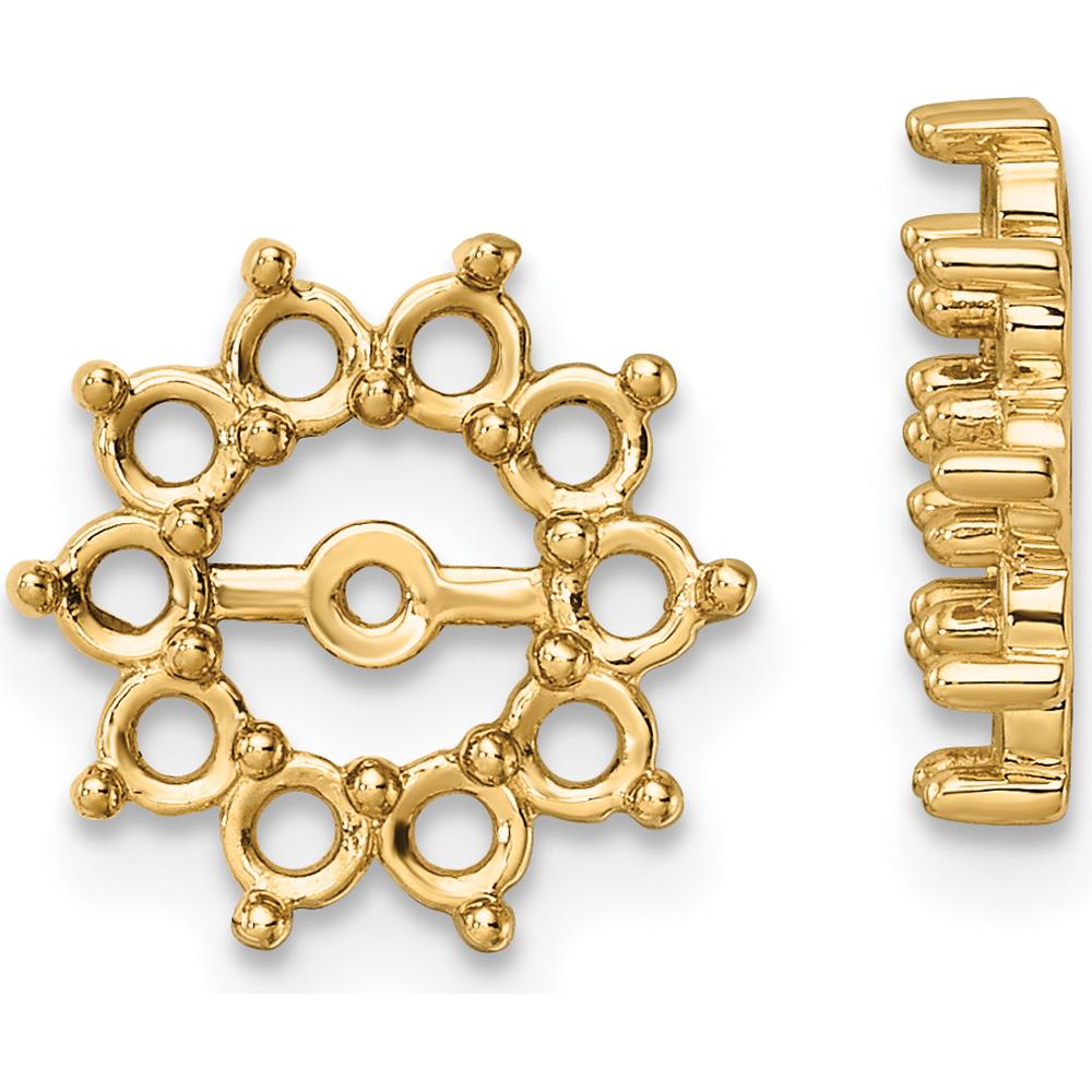14K Yellow Gold Fancy Earring Jackets with 20 Prong Set Round Stone Mountings - 2.4mm Each by Monteluci Fine Jewelry