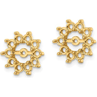 14K Yellow Gold Fancy Earring Jackets with 20 Prong Set Round Stone Mountings - 2.4mm Each by Monteluci Fine Jewelry