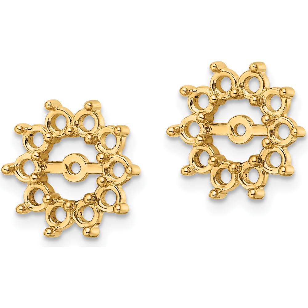14K Yellow Gold Fancy Earring Jackets with 20 Prong Set Round Stone Mountings - 2.4mm Each by Monteluci Fine Jewelry