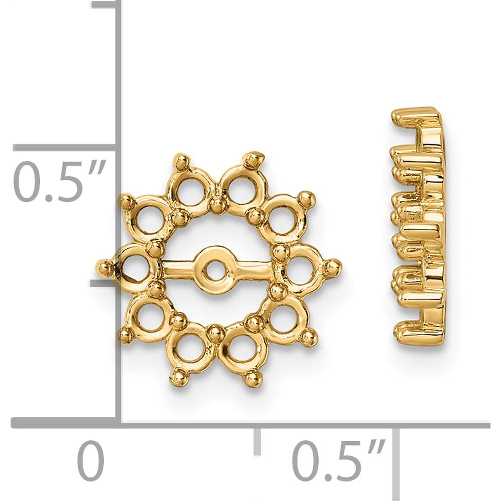 14K Yellow Gold Fancy Earring Jackets with 20 Prong Set Round Stone Mountings - 2.4mm Each by Monteluci Fine Jewelry