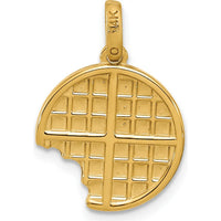 14K Yellow Gold Fancy Epoxy Waffle with Bite Missing Charm - Playful Themed Pendant by Oro Pregiato
