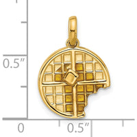 14K Yellow Gold Fancy Epoxy Waffle with Bite Missing Charm - Playful Themed Pendant by Oro Pregiato