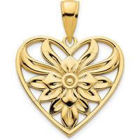14K Yellow Gold Fancy Filigree Heart Pendant - 19.04mm Width by Oro Pregiato