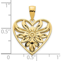14K Yellow Gold Fancy Filigree Heart Pendant - 19.04mm Width by Oro Pregiato