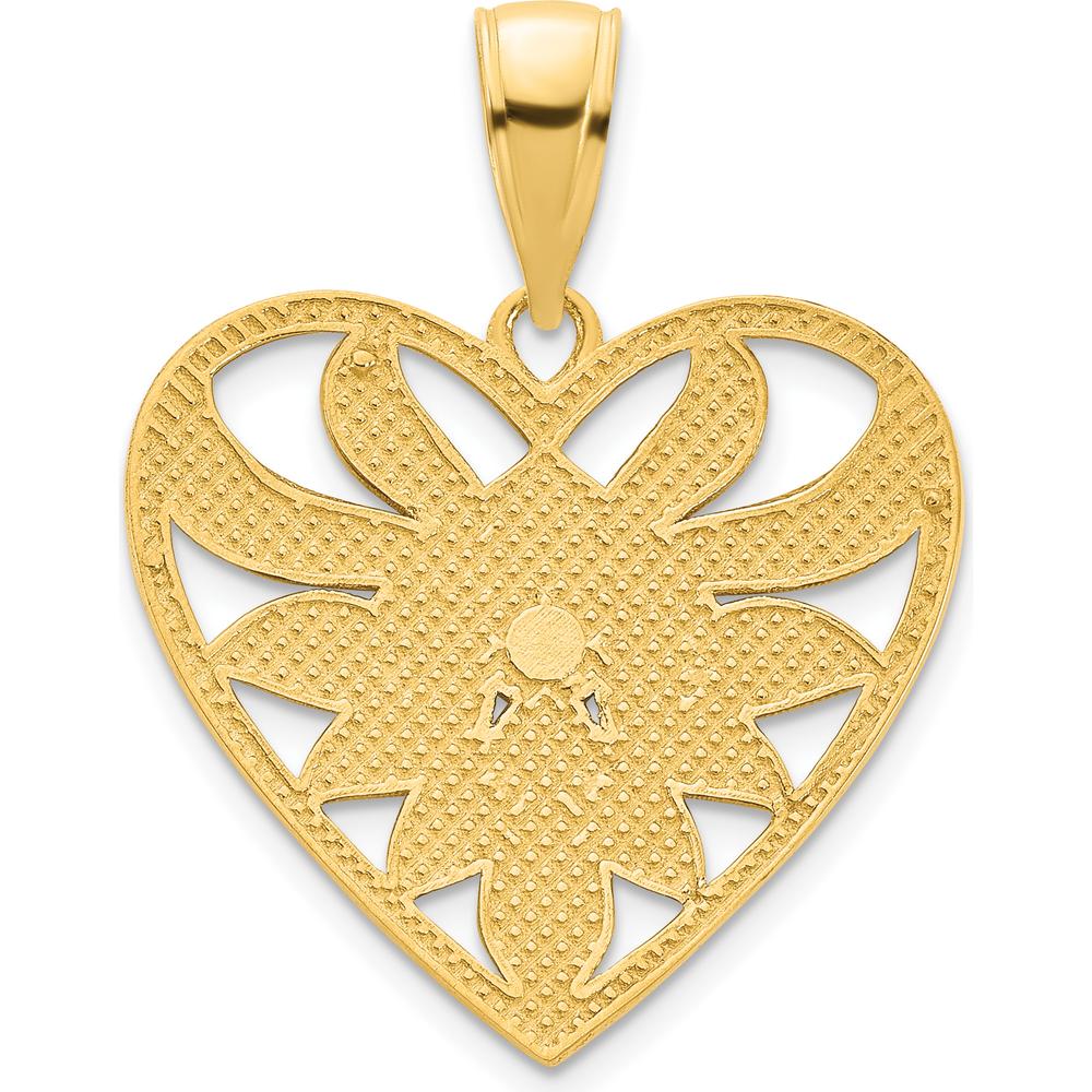 14K Yellow Gold Fancy Filigree Heart Pendant - 19.04mm Width by Oro Pregiato