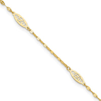 14K Yellow Gold Fancy Filigree Link 5-Station Adjustable Anklet - 9" Plus 1" Extender