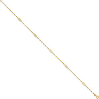 14K Yellow Gold Fancy Filigree Link 5-Station Adjustable Anklet - 9" Plus 1" Extender