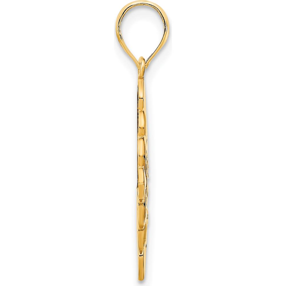 14K Yellow Gold Fancy Fleur de Lis Pendant - Polished Finish by Oro Pregiato