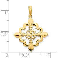 14K Yellow Gold Fancy Fleur de Lis Pendant - Polished Finish by Oro Pregiato