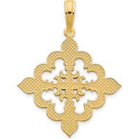 14K Yellow Gold Fancy Fleur de Lis Pendant - Polished Finish by Oro Pregiato