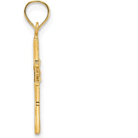 14K Yellow Gold Fancy Floral Cross Pendant - Elegant Textured Religious Charm by Oro Pregiato